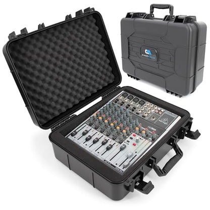 CASEMATIX 16" Hard Audio Mixer Case Compatible with Behringer Xenyx 1002SFX 1202SFX Q1002USB 802S Q1202USB 1202FX 1204USB X1204USB – Protective Travel Case Fits 14.5" x 10.5" x 4.5" Mixers