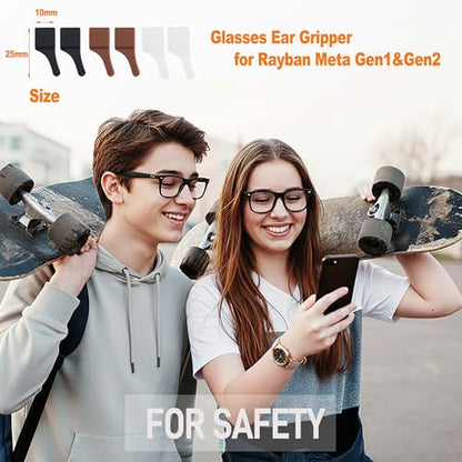 Glasses Ear Grips for Rayban Meta & Thick Temples - Anti-Slip Silicone Eye Glasses Ear Grippers, Eyeglass Grip Sleeve Retainer, Sunglass Holders Cushions Hooks, Accessories - 10 Pairs Brown - color: 10 Pairs Brown