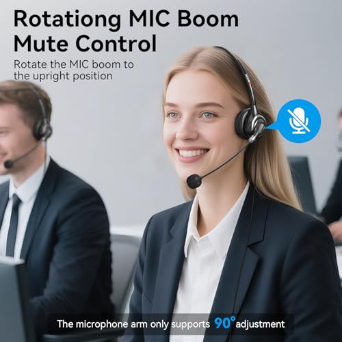 Wantek USB Headset with Microphone for PC, Computer Headset with Noise Canceling Microphone with Mute for Home Office Online Skype Zoom Meetings - color: silvery