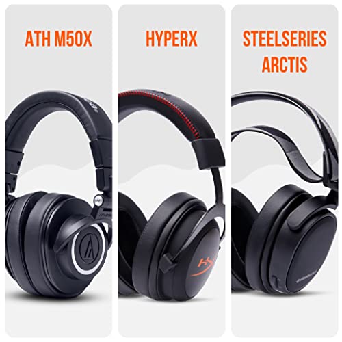 WC Wicked Cushions PadZ - Thick & Soft Ear Pads for ATH M50X / M40X / SteelSeries Arctis/HyperX Cloud & Alpha/Logitech G Pro X/Compatible with Over 50 Headphones | Black - color: Black