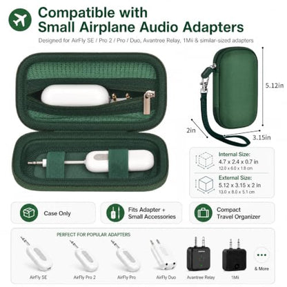 COMECASE Bluetooth Transmitter Case for AirFly SE/Pro 2/Pro/Duo | Hard EVA Travel Case with Elastic Band and Dual Straps, for AirFly and Small Audio Adapters,Commutes and Daily Carry, Green - color: Green