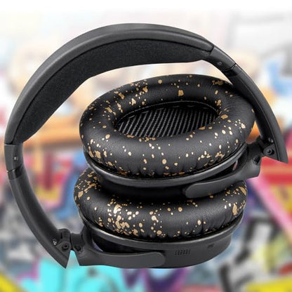 Replacement Earpads Cushions for Bose QuietComfort 35 (QC35) & Quiet Comfort 35 II (QC35 ii) Headphones, Ear Pads with Softer Leather, Noise Isolation Foam, Added Thickness (Black Gold) - color: Black Gold