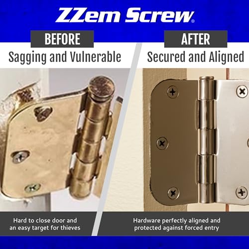 20-Pack #9 x 3 Permanent Stripped Door Hinge Screw Hole Repair Kit | Steel anchors. Reinforces hinges, strike plates and door jambs. Made in USA - size: 20 Pack