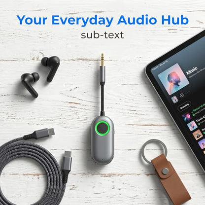 2026 Upgraded Bluetooth Transmitter Receiver for 2 AirPods or BT Devices | Airplane Travel Essentials 2-in-1 Wireless Bluetooth Adapter for Headphones, 3.5MM AUX Jack Adapter on Flight, TV, Car Stereo