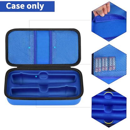 Wireless Microphone Case Compatible with JBL Wireless Two Microphone System, Handheld Dual Mic Travel Bag for Singing or Karaoke for Receivers, Adapters, AA Batteries - color: Blue