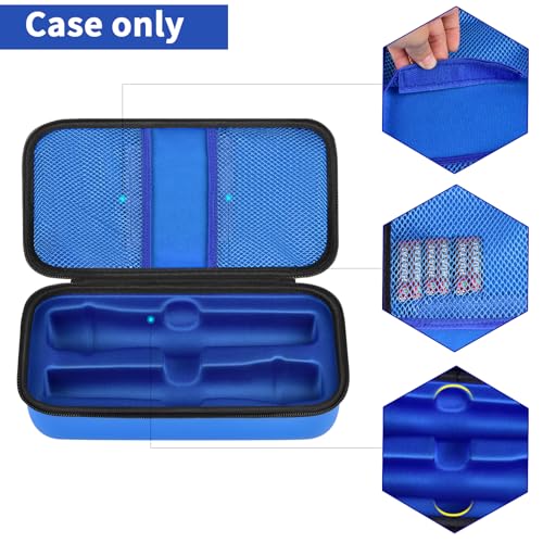 Wireless Microphone Case Compatible with JBL Wireless Two Microphone System, Handheld Dual Mic Travel Bag for Singing or Karaoke for Receivers, Adapters, AA Batteries - color: Blue