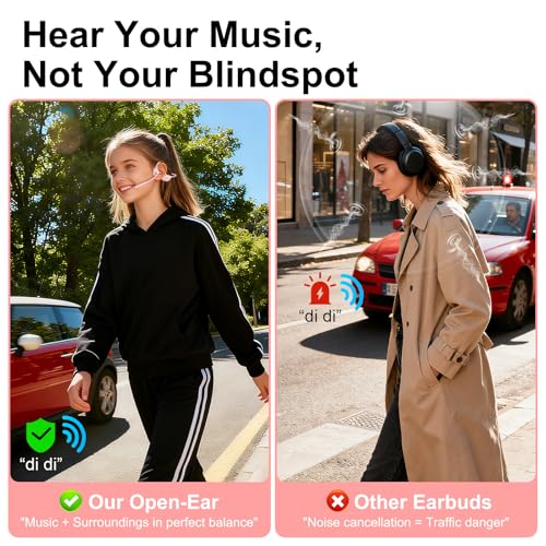 Open-Ear Headphones with Mic, Bluetooth Headphones,Truck Driver Headset | Wireless Bluetooth Headset with Noise Canceling Mic & Mute Button for Work Calls ，Sports, Drive and Meetings - color: PINK