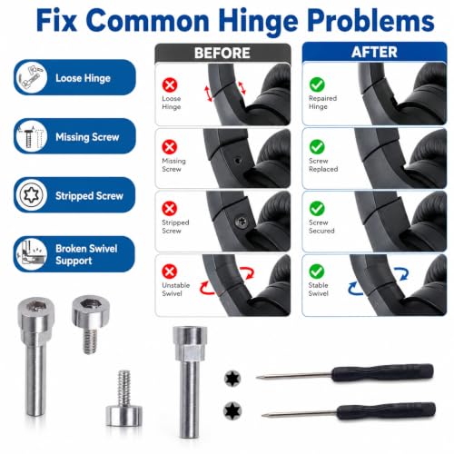 for Bose QC35 QC35 II QC45 QC25 Hinge Screw Repair Kit, 316 Stainless Steel 2-Pack with Screwdrivers, DIY Loose Stripped Screw Replacement