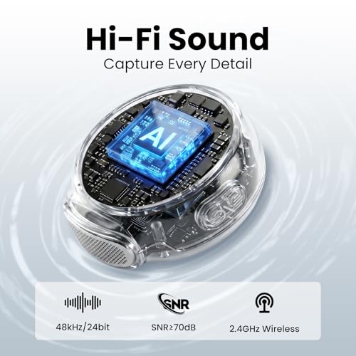 A41 Wireless Lavalier Microphone for iPhone/Android, 2TX with Case | 2.4GHz dual TX wireless mic, ENC noise cancelling, digital display, 40H battery, plug and play
