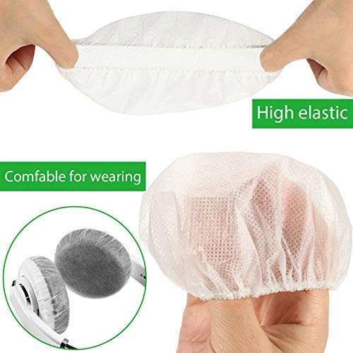 BBTO 200 Pieces Disposable Headphone Ear Cover Non-Woven Sanitary Earpad Covers for Most On Ear Headphones (L, 11 Cm/ 4.3 Inch,White) - color: White, size: L (11 cm)