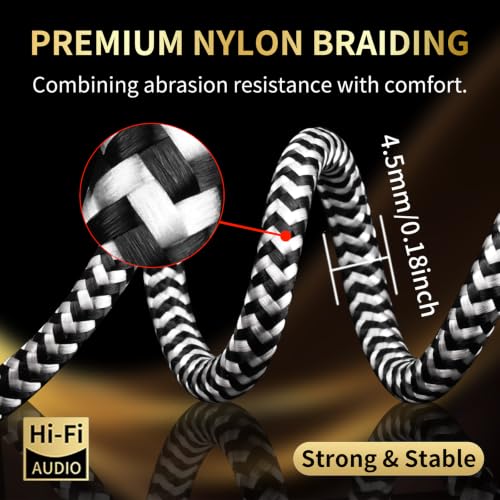 Audiophile 3.5mm Audio Cable, 4N OFC TRRS AUX Cord, 3.3ft | 24K Gold-Plated Plugs, Auxiliary Cord with HiFi Sound & Clear Calls, for Car Stereo, Home Audio, Smartphones, Headphones