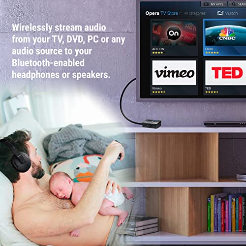 Bluetooth Transmitter for TV Audio - Optical Bluetooth 5.0 Low Latency Audio Adapter - No Lip Sync - Digital Dual Stream Toslink SPDIF