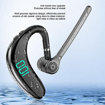 Yunseity Single Ear Bluetooth Headset, V18 Noise Cancelling Earpiece Bluetooth 5.3, Hands 65 Hours Talk Time Sports Headset with Mic, LED Power Display, Earhook 180°