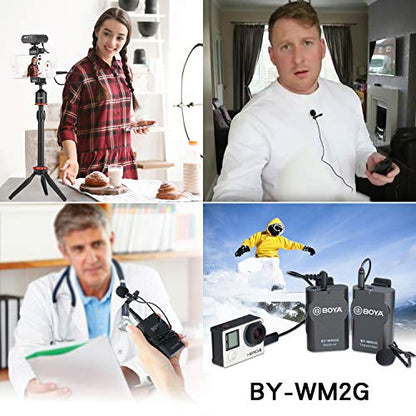 BOYA BY-WM2G Compact Wireless Microphone, 15m Operation Range, Works with GoPro, Smartphone, Tablet, Audio Recorder