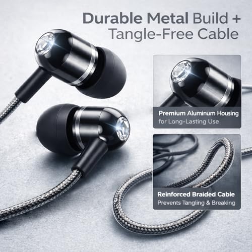 ADOOPE USB-C Wired Earbuds with Microphone, in-Ear Headphones for Android & USB-C Devices, Noise-Isolating Stereo Earphones with Inline Remote for Phone Calls, Music & Video - Black - color: Black