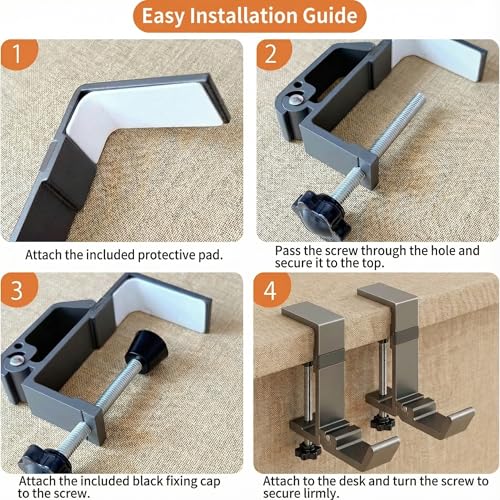 Foldable Clamp Hook for Desk, Bag & Headphone 2-Pack - color: Mixed Colors