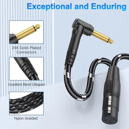 JOLGOO 1/4 TS Right Angle to XLR Female Microphone Cable, 10 Feet, 3-pin XLR Female High-End Audio Cable for Mixer, Amplifier, Recording, and Live Sound - size: 10 Feet, style: 1/4 TS