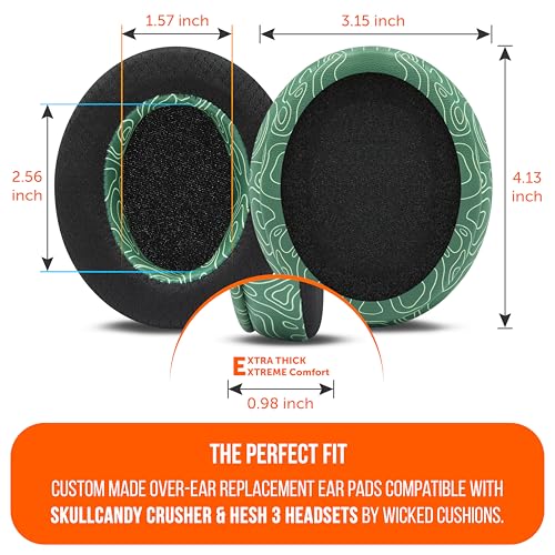 WC Freeze Crusher - Cooling Gel Earpads for Skullcandy Crusher & Hesh 3 | Made by Wicked Cushions | Also fits Crusher ANC 2, Crusher 720 & 1080 | Soft Memory Foam, Cooler for Longer | Emerald Tide - color: Emerald Tide