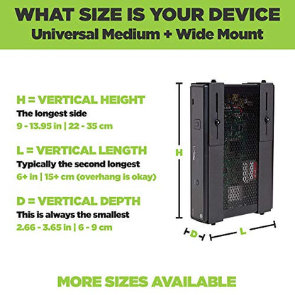 HIDEit Uni-MW Xbox 360 Wall Mount & Xbox One Wall Mount – Black Heavy Duty Steel Adjustable Holder Stand, Fits Set-Top Boxes, Cable TV Boxes, Satellite Receivers & More - size: Medium Wide