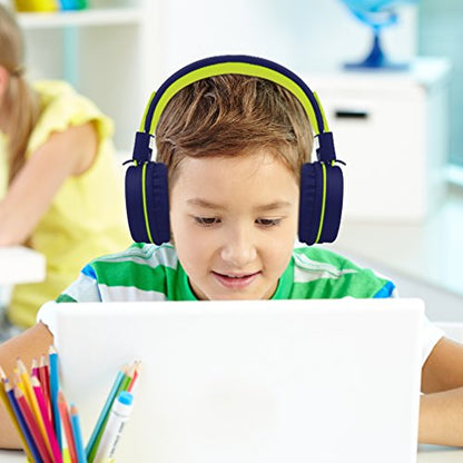 ELECDER i37 Kids Headphones for School Children Girls Boys Teens, Navy | Foldable Adjustable Lightweight, 3.5mm Audio Jack On Ear Headphones for Smartphones Chromebook Computer PC Tablets Travel - color: Navy