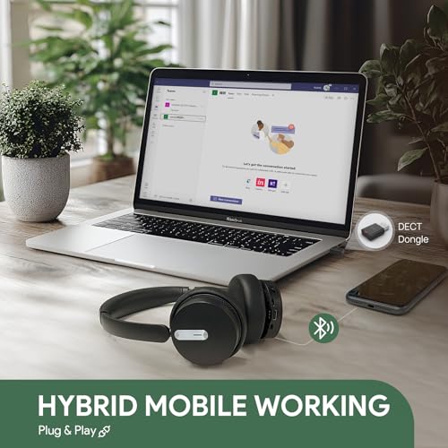 Yealink WH64 Hybrid Mono DECT Dongle & Bluetooth Wireless Teams Headset | Single On Ear Work Headphones for PC, Laptop, Cell Phone, 492ft Range, 3X Mic Noise Canceling, 26H Talk Time - style: WH64 Hy-Mono Teams( DECT Dongle)