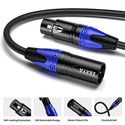 EBXYA XLR Cables, 1.5 Feet 6-Pack XLR Male to Female 3-Pin Microphone Cable - size: 1.5 Feet
