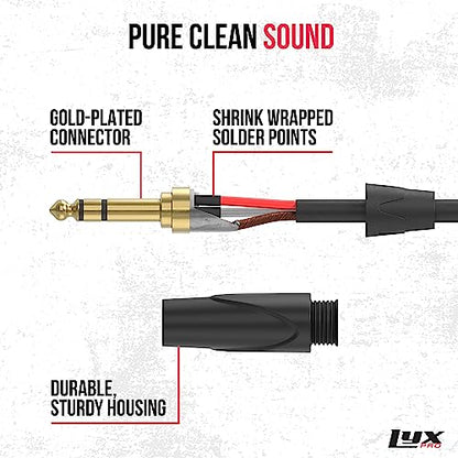 LyxPro 25 Feet ¼ TRS to ¼ TRS Balanced Audio Cable, Superior Signal Transfer, High Frequency, Noiseless, Durable & Flexible Patch Cable, Heavy Duty, for Microphone, Speaker, Male to Male - size: 25 Feet