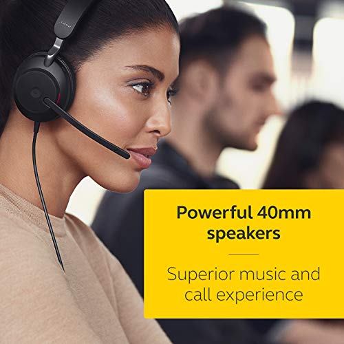 Jabra Evolve2 40 SE Wired Mono Noise-Cancelling Headset - Features 3-Microphone Call Technology and USB-A Cable - MS Teams Certified, Works with All Other Platforms - Black