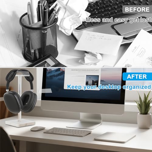 Acrylic Marble Headset Headphone Holders for Office Gaming Station - color: white