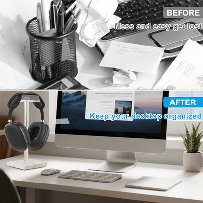 Acrylic Marble Headset Headphone Holders for Office Gaming Station - color: white