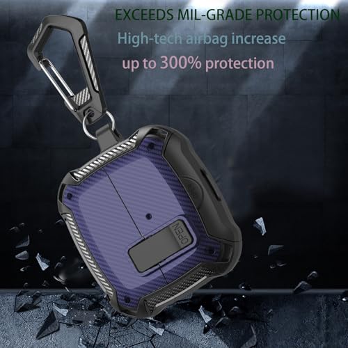 Compatible with Samsung Galaxy Buds 3 Pro Case/Bud3 Cover Lock Clip with Phone Stand for Men, Military Shell Galaxy Buds Pro 3/ Bud 3 Protective Armor Skin with with Cleaner Kit & Carabiner - color: ABlack/Blue
