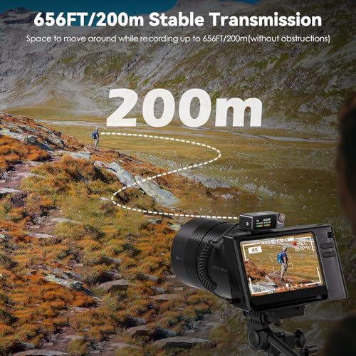 Wireless Microphone for iPhone/Android/Camera, AI Noise Cancelling with 56H Battery, 656ft Range & Internal Recording, Magnetic Clip-On for Streaming/Vlog/Interview