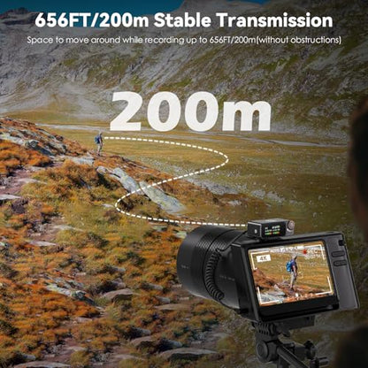 Wireless Microphone for iPhone/Android/Camera, AI Noise Cancelling with 56H Battery, 656ft Range & Internal Recording, Magnetic Clip-On for Streaming/Vlog/Interview