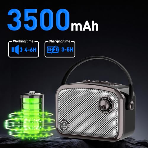 ZOWEETEK Portable Wireless Voice Amplifier UHF Handheld Mic & Bluetooth | 60W Output, Retro Design, Portable Speaker Set, PA System, for Teaching, Meeting, Public Speaking, Group Activities, Karaoke