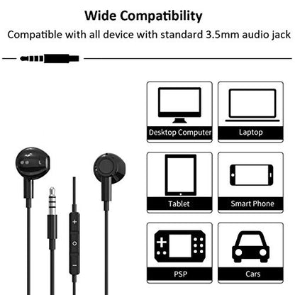 3.5mm HiFi Stereo Earbuds Wired Headphones Earphones w Mic Volume Control for Moto G Stylus Power Pure Play Google Pixel 4a 5a 3a Samsung Galaxy S10 S9 Plus S10e A03s A23 A52 A14 A13 A12 A52 TCL 30 SE
