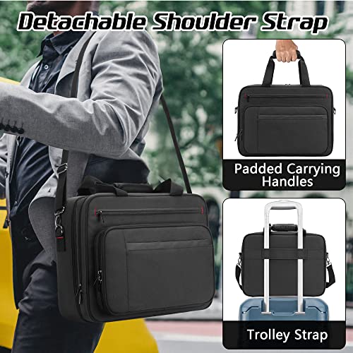 samdew Mobile Printer Storage Bag, with up to 15.6" Laptop Layer, Bag Only | Compatible with HP Tango/Tango X, HP Officejet 250/200, with Pockets, Shoulder & Trolley Strap, for Work, Business or Travel - size: Double-layer Printer Bag