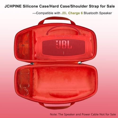JCHPINE Silicone Cover and Carrying Case for JBL Charge 6 Bluetooth Speaker | Accessories for JBL Charge 6 AI Sound Bluetooth Speaker Protective Cases with Shoulder Strap (Red) - color: Red
