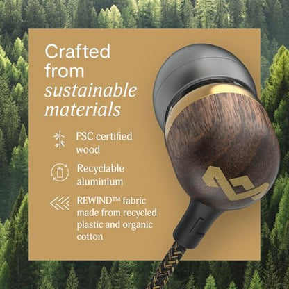 House of Marley Smile Jamaica USB-C Wired Earbuds with Microphone, in-Ear Headphones, 9.2mm Driver, Tangle-Resistant Cable, Plug-and-Play Earphones for Smartphones, Tablets & Laptops (Brass) - color: Brass