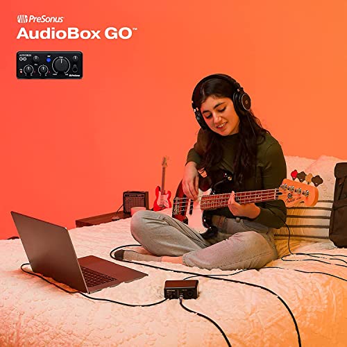 PreSonus AudioBox GO | USB-C Audio Interface for music production with Studio One Prime Software and Virtual Instruments with LyxPro Condenser Microphone