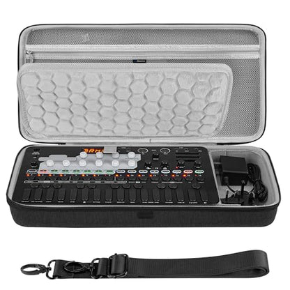 GEEKRIA Audio Interface Carrying Case, Compatible with SONICWARE Liven Ambient Ø / 8bit Warps/MEGA SYNTHESIS/Texture Lab/XFM/Lofi-12, EVA Hard Shell Portable Travel Bag (Dark Gray)