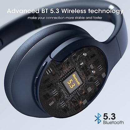 DOQAUS Wireless Headphones Over Ear, Bluetooth Headphones, APP Control | 90H Playtime, 9 EQ Mode, BT5.4, Hifi Stereo Sound Headphones Wireless, ENC Mic, Foldable, for Travel Work Study, Navy Blue - color: Navy Blue