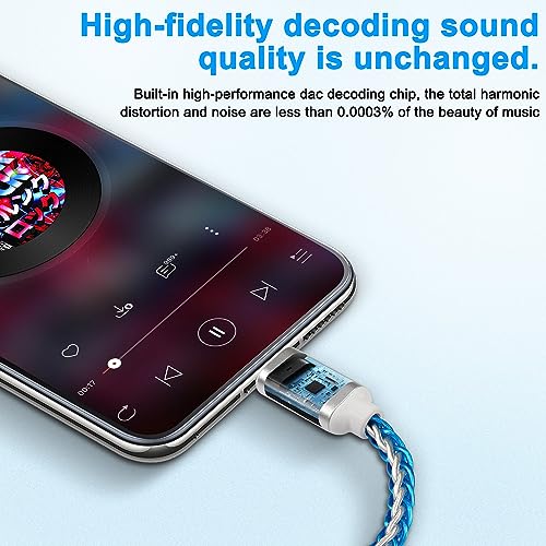 XMSJSIY USB Type C to 4.4mm Balanced DAC Audio Adapter USB C Male to 4.4mm Female HiFi Headphone Jack Amp PCM 32bit/384kHz with 5N Single Crystal Silver Aux Cable for Phone Latop and Type C Devices
