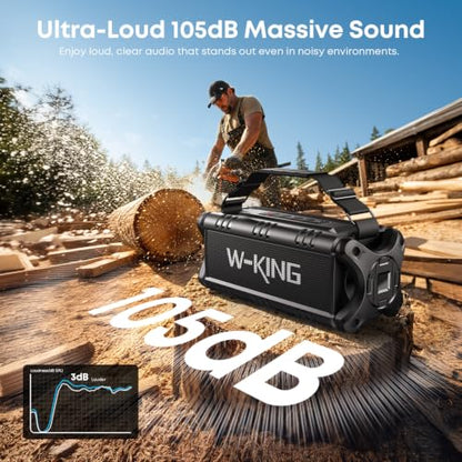 W-KING Bluetooth Speaker, 90W Max Loud IPX6 Waterproof Portable Speaker, 50W Deep Bass/Subwoofer *2/40H/EQ/TF/AUX, 105dB Large Boombox Outdoor Speakers Bluetooth Wireless for Party/Camping/Jobsite - color: ALL-BLACK