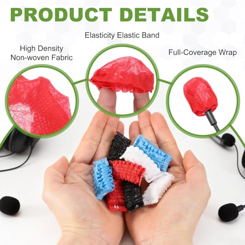 MECCANIXITY 50 Pcs Disposable Lapel Headset Microphone Windscreen, Non-Woven Mini Size Lavalier Microphone Windscreen Headset Mic Covers for Hole Ear-Hook Headsets, Lavalier Mic, Red - color: Red