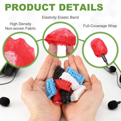 MECCANIXITY 50 Pcs Disposable Lapel Headset Microphone Windscreen, Non-Woven Mini Size Lavalier Microphone Windscreen Headset Mic Covers for Hole Ear-Hook Headsets, Lavalier Mic, Red - color: Red