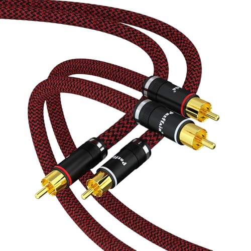 Preffair Male to Male RCA Interconnect Cables, 6.6FT/2M, Gold Plated,2-Pack - color: red-black, size: 6.6FT/2M