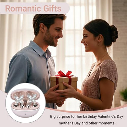 2026 New Jewelry-Inspired Clip-On Earbuds with Detachable Sparkle Butterfly Earrings, Bluetooth 6.0, Cute Wireless Headphones for Women, 50H Playtime, Low Latency, Sports & Workouts (Rose Gold) - color: Rose Gold