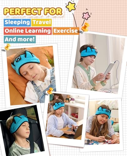 KIDSBAND Kids Headphones, Toddler/Baby Bluetooth Headband, Wireless Sleep Headphones for Kids with Wired Playback 3.5 MM Jack for Teens/Boys/Girls/School/Kindle/Airplane Travel/Plane/Tablet - color: LightBlue