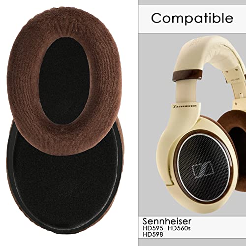 Linkidea Replacement Ear Pads for Sennheiser HD 515/518/ 555/595/ 598/ 598SE/ 560s/ 380/559/ 569/ PC350/ PC360/ Game one/ HMEC250 Headphones Ear Cushions (Velour/Brown)