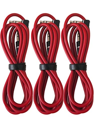3.5mm 800 AUX Cable Cord for Dr Dre Headphones Monster Solo Beats Studio 1.2m Audio Right Angle Male to Male Stereo 90 Degree can Connect Any of Your Port Equipped (3 Packs) (Red)